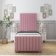 Sloomy California Pink Plush Bed Frame With Mattress With 50" Upholstered Headboard 5' King