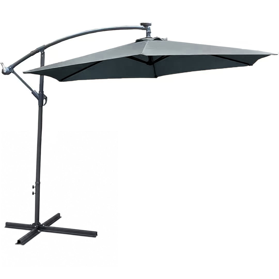 Direct Wicker Cantilever Garden Parasol Outdoor Umbrella Sunshade with Crank Handle, Grey | Grey
