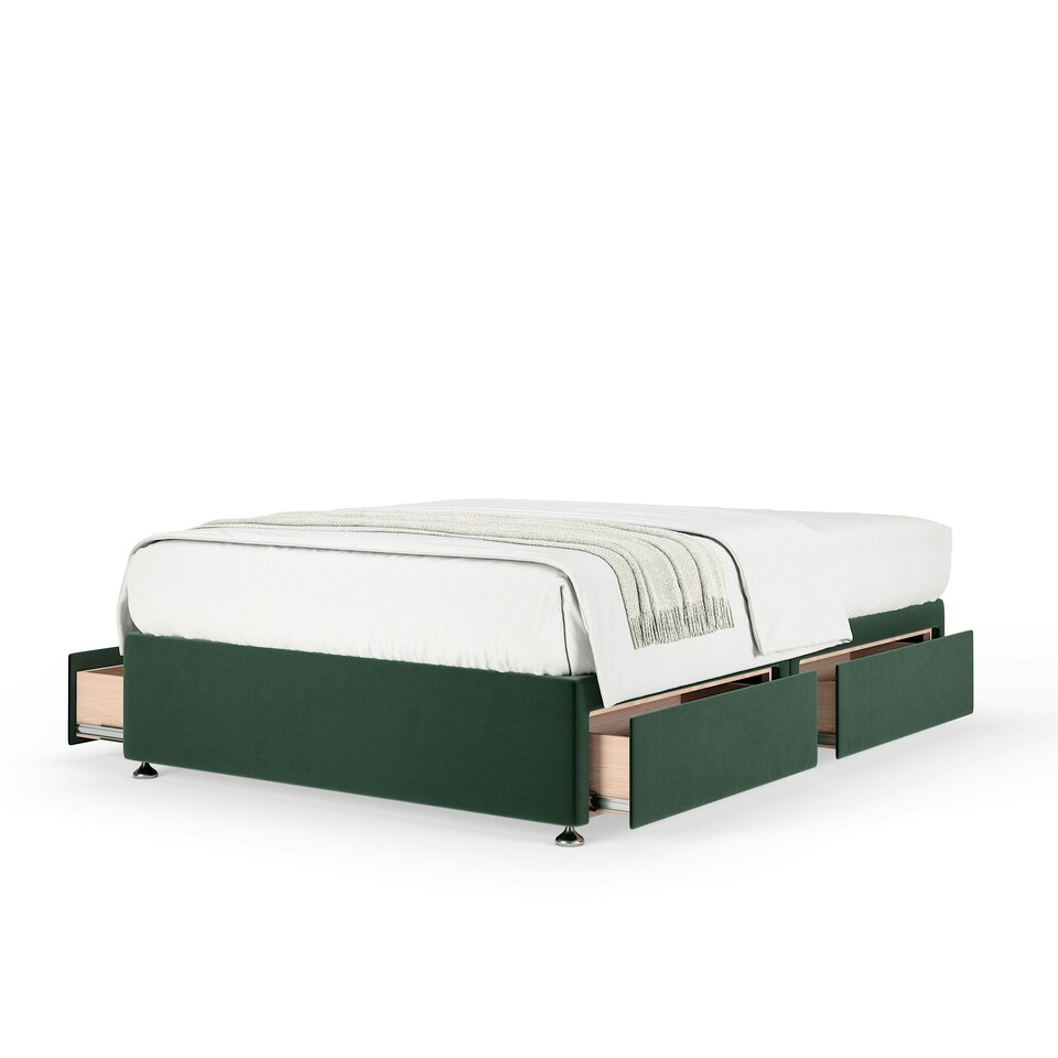 image 1 of Signature Platinum 2000 Pocket Sprung Green Plush Velvet 4 Drawer Divan Set Super King