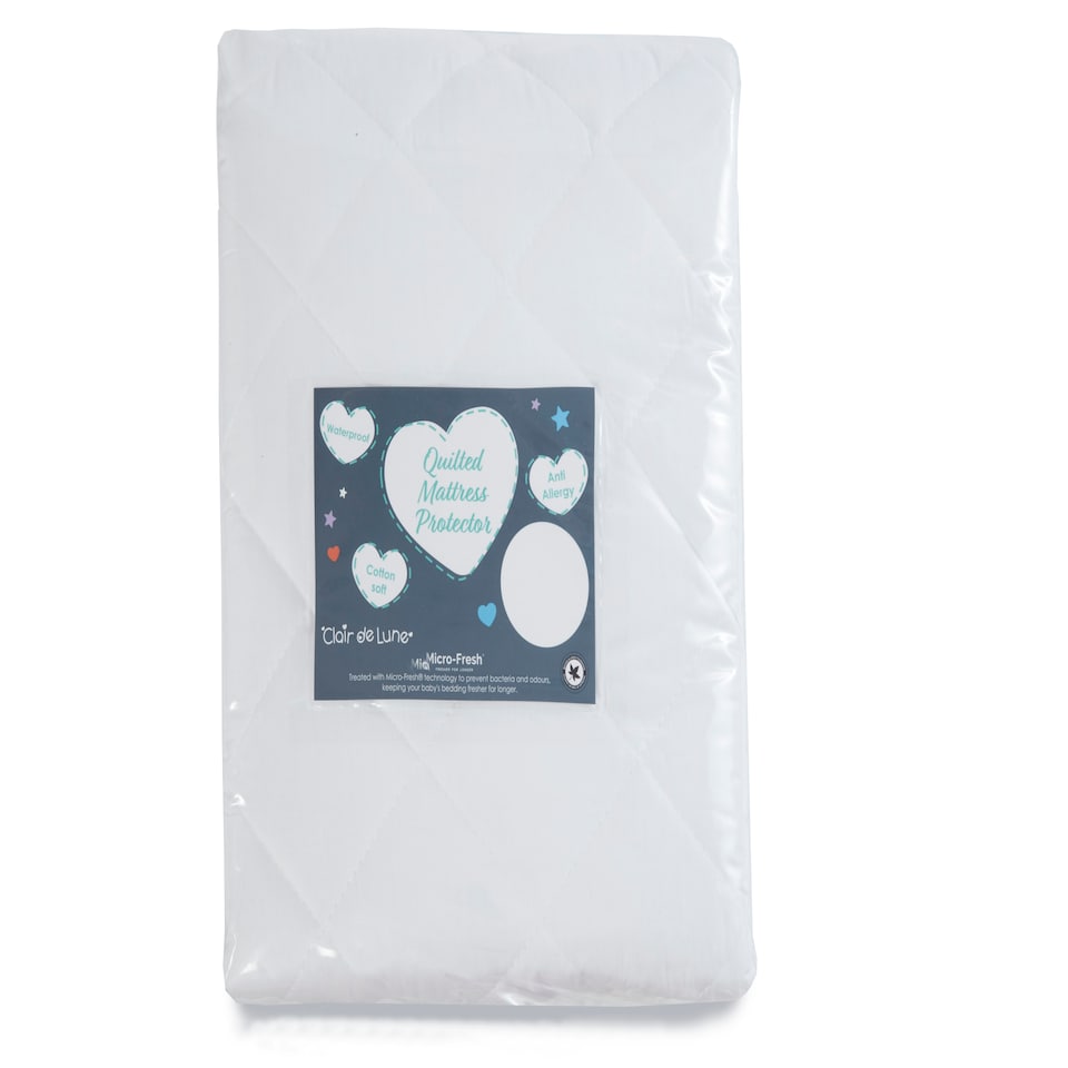 image 1 of Clair De Lune Anti-Allergy Quilted Mattress Protector Cot bed for Cot Bed White | One Size