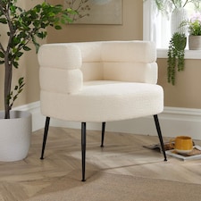 Teddy Fur Accent Chair Modern Home Living Seating Furniture | Cream