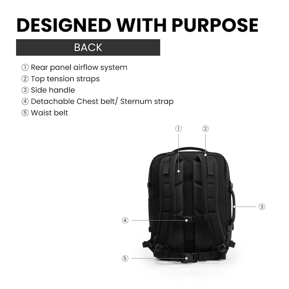 image 1 of CabinZero Military Backpack 44L, Lightweight Durable Carry-On Daypack | Green | Green