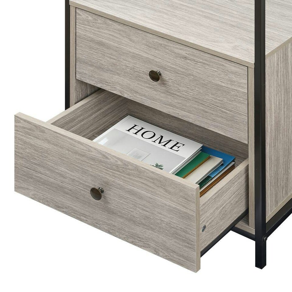 image 1 of Alva Open Wardrobe with 2 Drawers Grey | Grey Oak