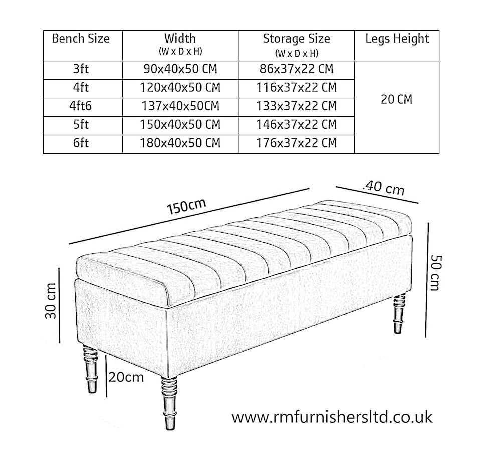 image 1 of 150cm Paris Striped Ottoman Storage Bench -Upholstered Shoes Bench with Black Turned Wooden Legs - Blue Naple Ottoman Bench