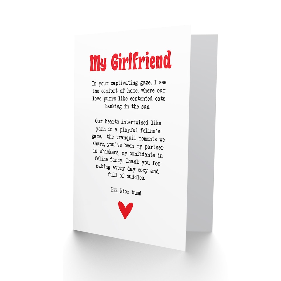 image 1 of Greeting Card Love Poem Cat Lover Girlfriend Romantic Valentine's Day