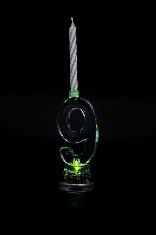 image 1 of Birthday Candle Number 9 Flashing Colour Changing | Clear
