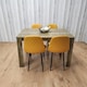 image 2 of Dining Table and 4 Chairs Rustic Effect Table with 4 Mustard Gem Patterned Chairs Brown