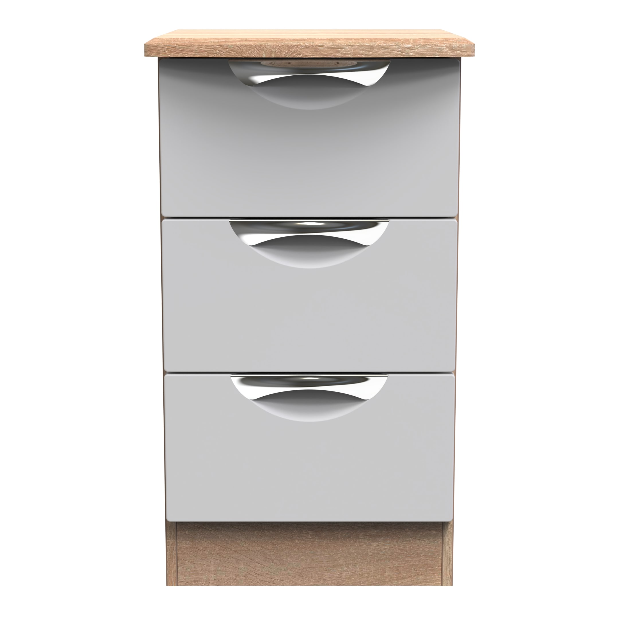 Holborn 3 Drawer Bedside Cabinet in Grey Matt & Bardolino Oak
