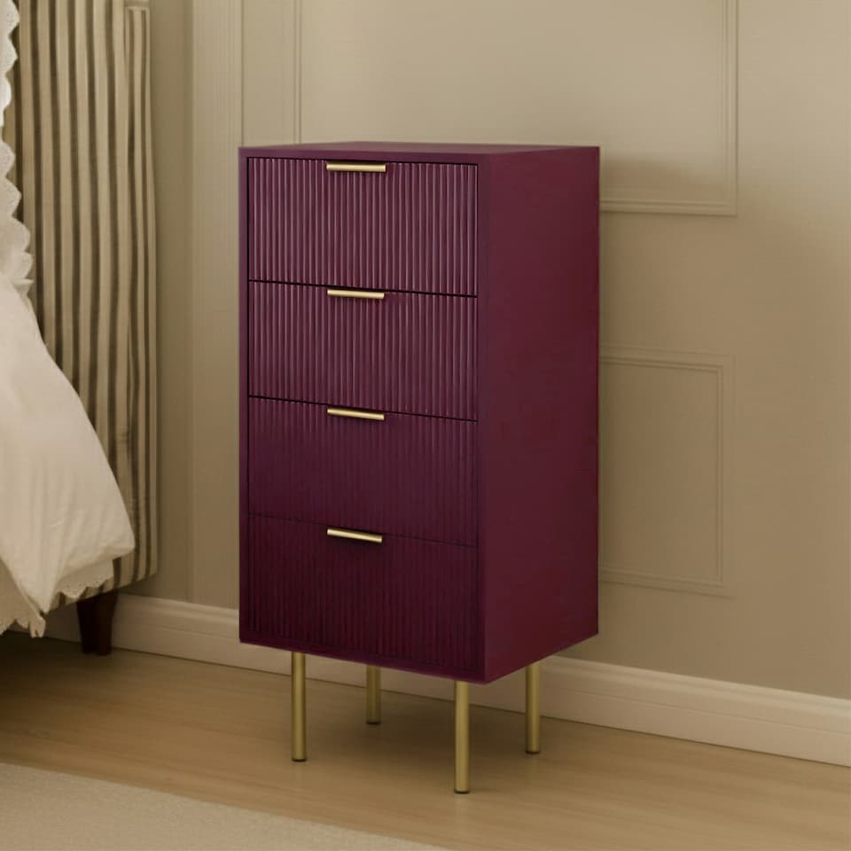 image 1 of OHS Ribbed 4-Drawer Unit Engineered Wood Cabinet Storage
