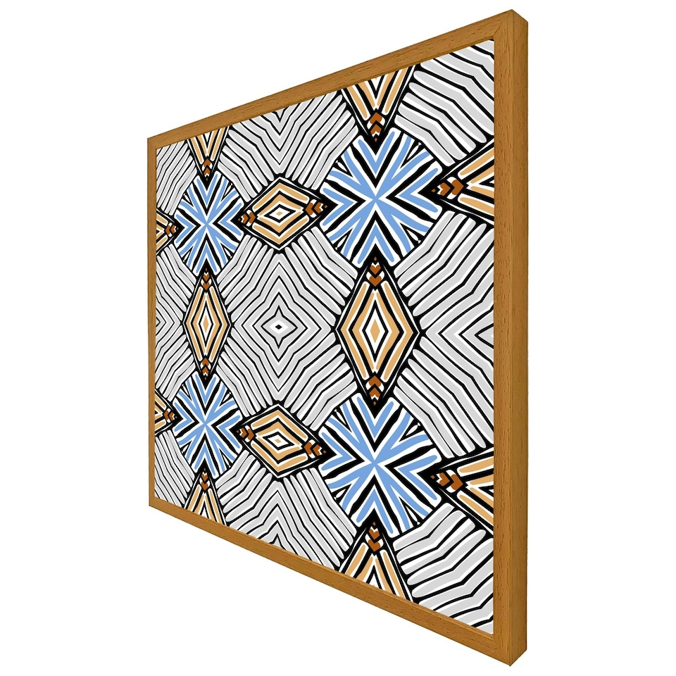 image 1 of Abstract geometric shapes & hand drawn brush stokes (Picture Frame) | Brown | Oak | XL