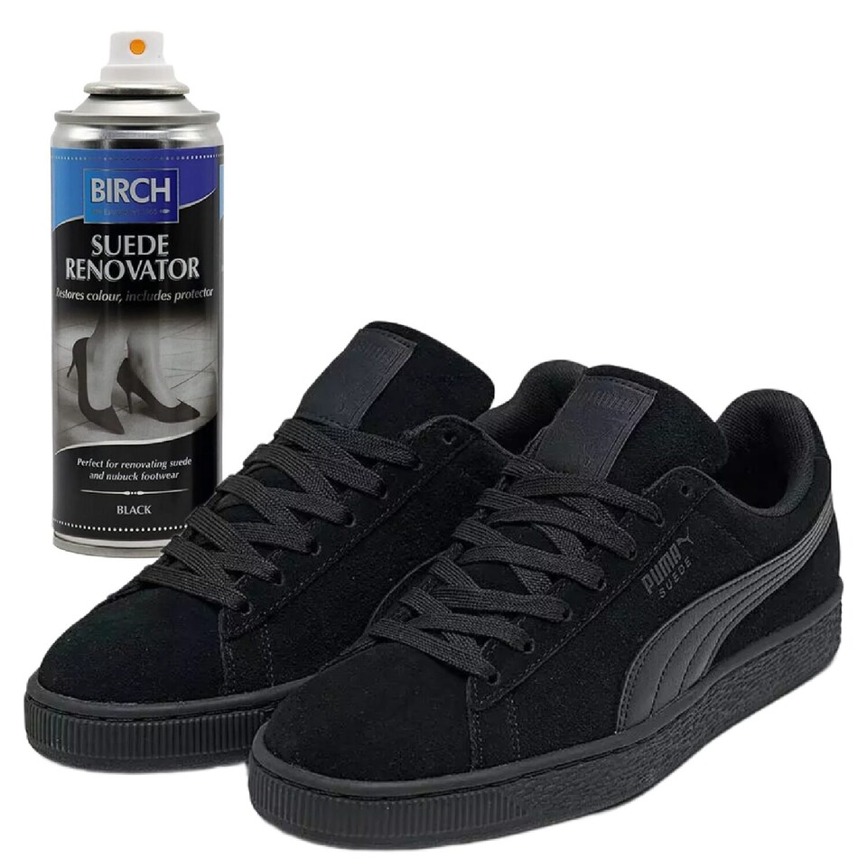 image 1 of BIRCH Black Suede Renovator Aerosol - Colour Restoration for Faded Shoes 200ml | Black