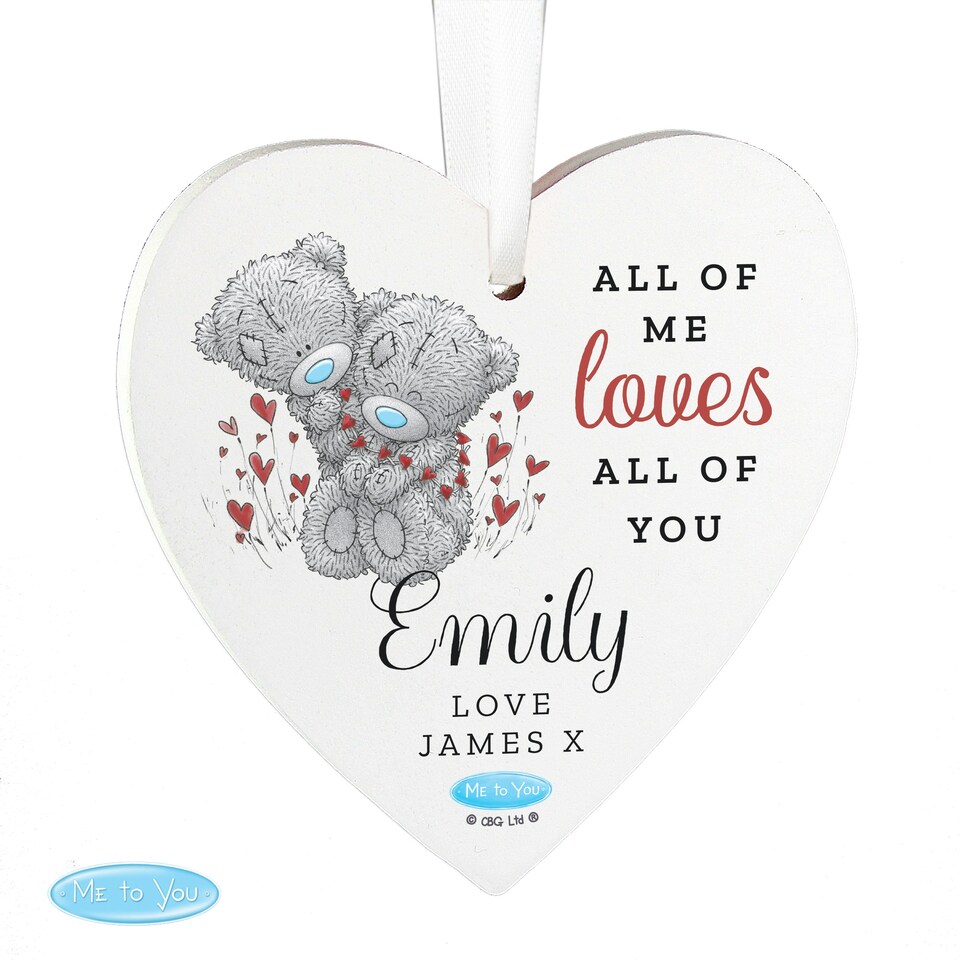 image 1 of Personalised Me to You Valentine Wooden Heart Decoration