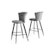 image 1 of Furniturebox 2x Juniper Grey Velvet Black Leg Bar Stools
