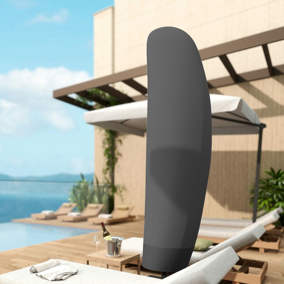 image 1 of Outsunny Parasol Cover, Patio Cantilever Cover, Banana Umbrella Cover, Black