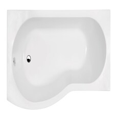 Modern B Shape Left Hand Shower Bath Tub with Leg Set, 1500mm - White | White | White