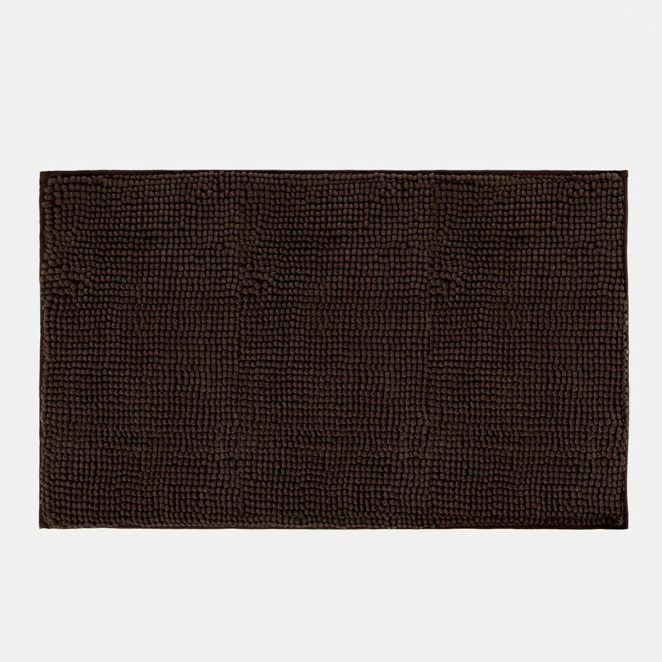 image 1 of OHS Soft Microfibre Non-Slip Absorbent Noodle Chenille Bath Runner Mat Brown | Chocolate | 45 x 75cm