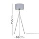 image 3 of ValueLights Camden Chrome Tripod Floor Lamp Grey & Silver Shade & Bulb | Silver
