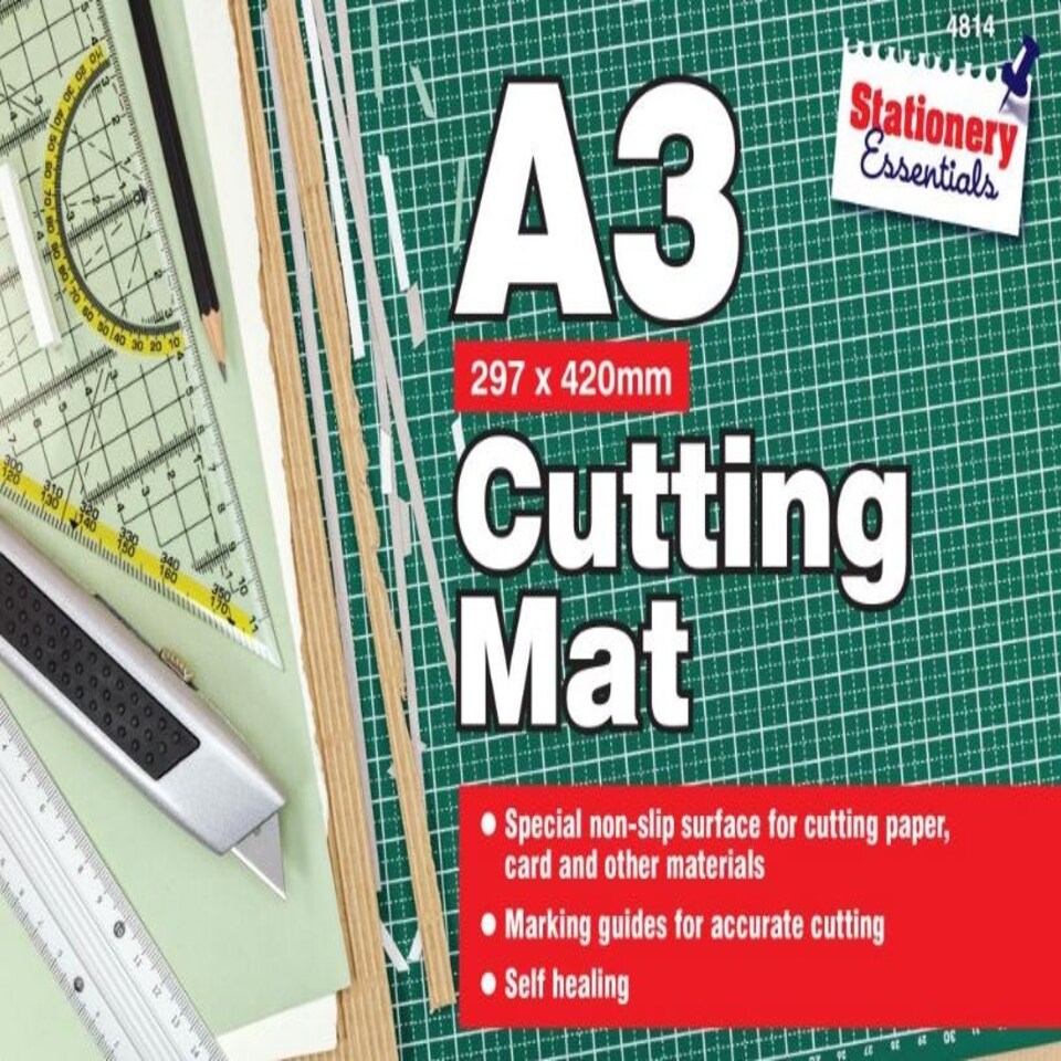 image 1 of A3 Cutting Rotary Mat Self Healing Non Slip Craft Printed Grid Green