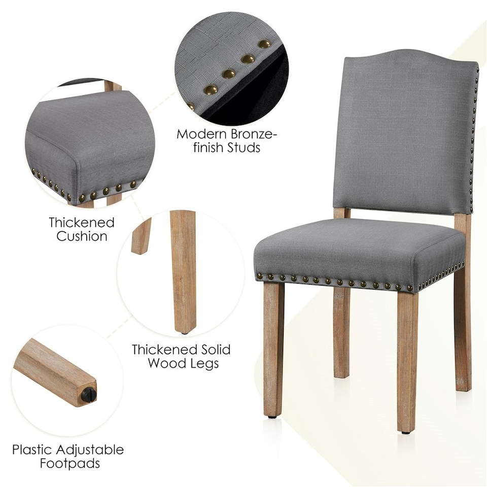 image 1 of Yaheetech Set of 2 Upholstered Kitchen Chairs Dining Room Chairs | Grey | Dark Grey