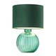 image 2 of Contemporary Emerald Ribbed Glass Table Lamp with Forest Green Velvet Shade | Green