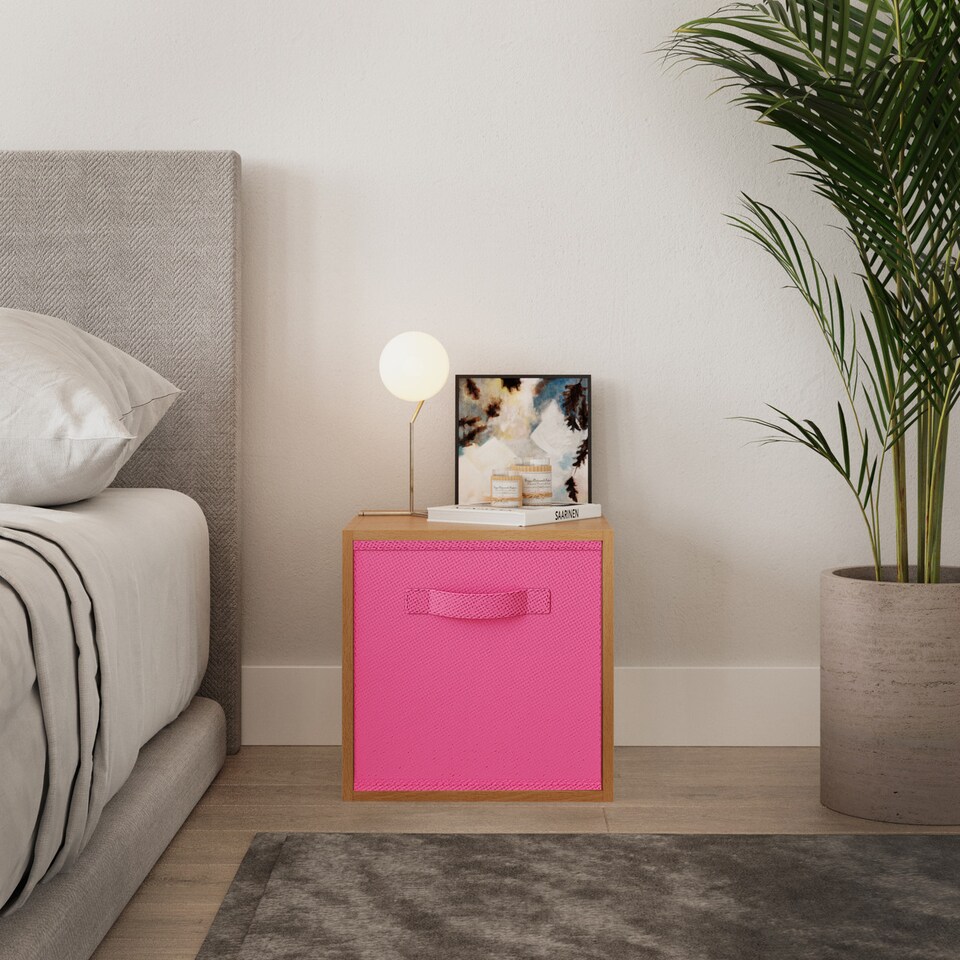 image 1 of Cube Unit with Insert | Cream | Beech & Dark Pink | 1