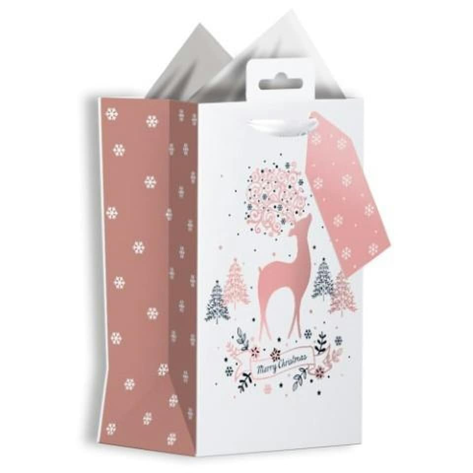 image 1 of Rose Gold Stag Design Christmas Perfume Gift Bag