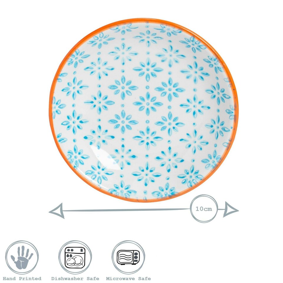 image 1 of Nicola Spring Hand-Printed Sauce Dishes - 10cm - Blue - Pack of 6