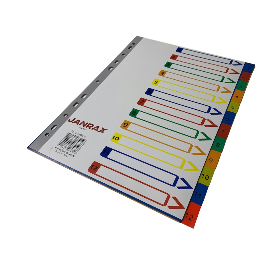 image 1 of A4 12 Part Polypropylene Dividers with Reinforced Index Cover