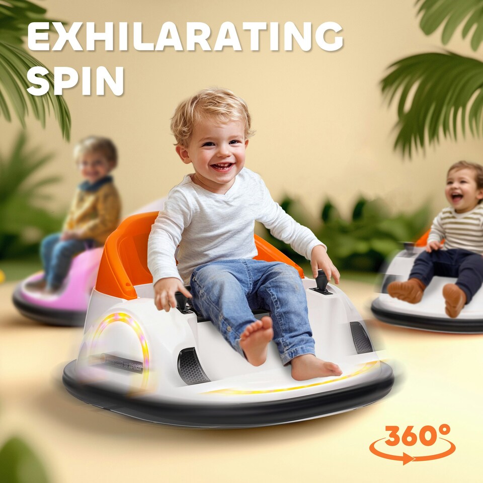 image 1 of AIYAPLAY 360° Rotation 12V Kids Bumper Car w/ Remote Control, Orange