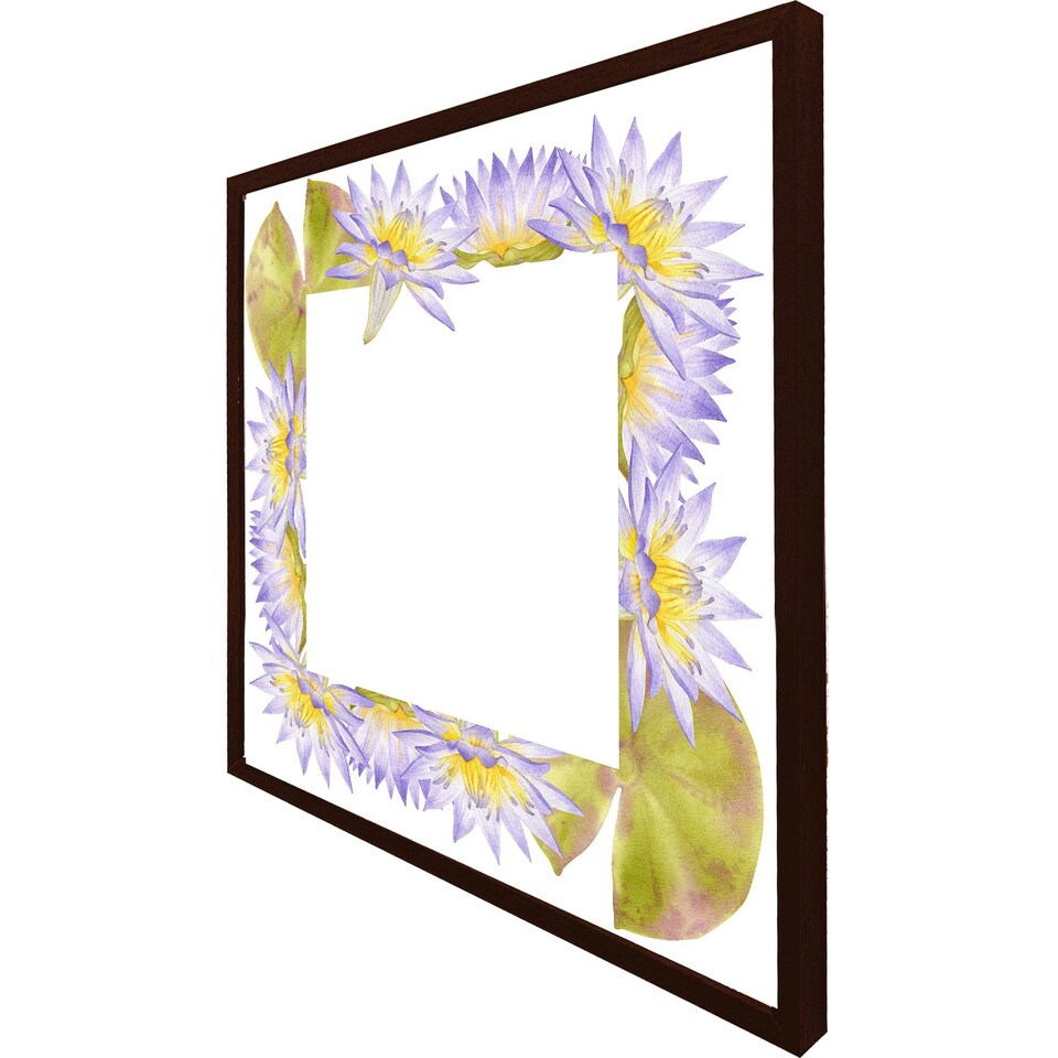 image 1 of Gold & purple flowers (Picture Frame) Brown | Oak | S