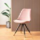 image 2 of Set of 2 Sofia Ergonomic Modern Dining Chairs Upholstered in Velvet, Metal Legs with Gold End Tips Pink