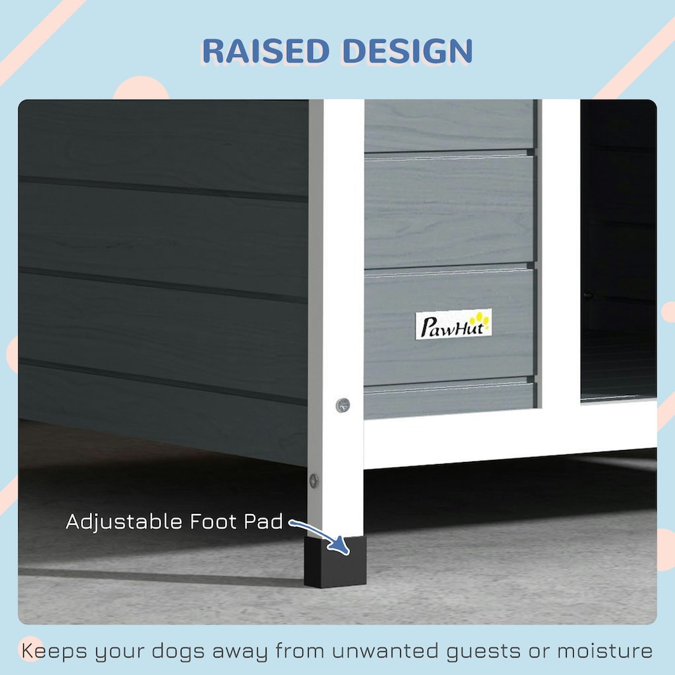 image 1 of PawHut Dog Kennel Outdoor Dog House w/ Removable Floor, for Large Dogs, Grey