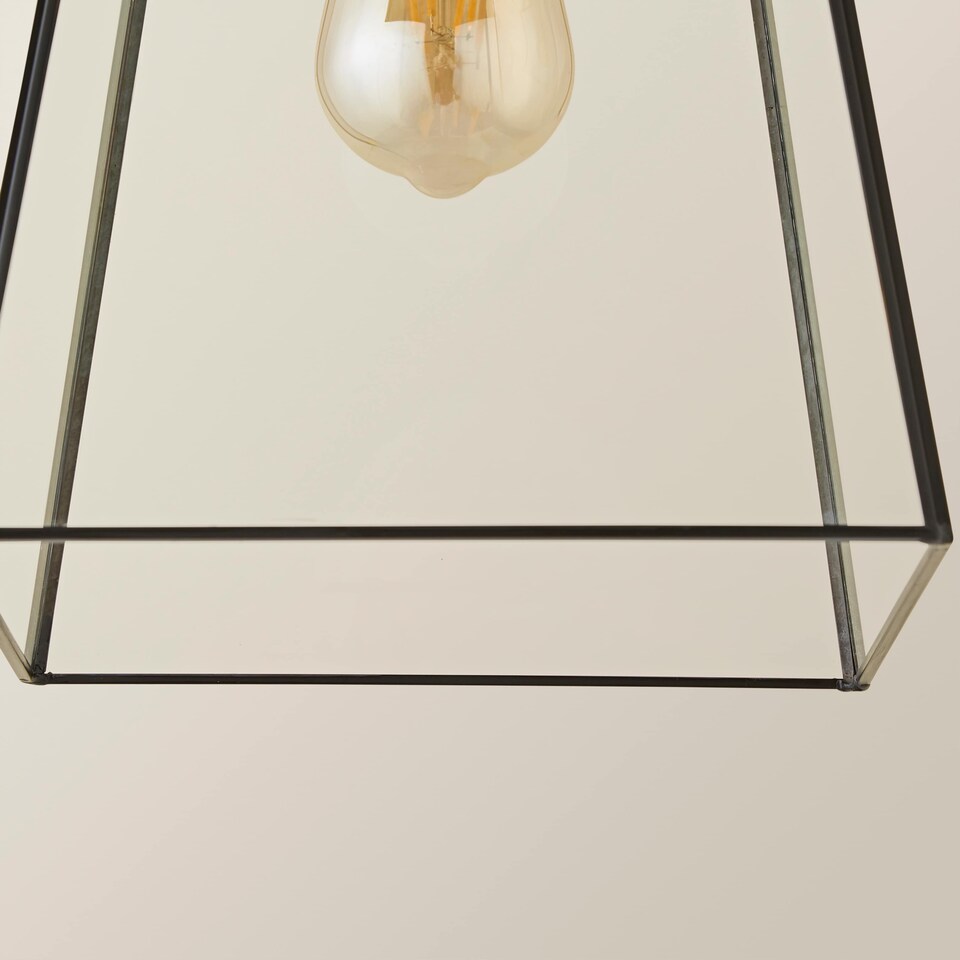 image 1 of ValueLights Susie Glass Pendant Lantern Black Lamp Shade & Bulb | Black