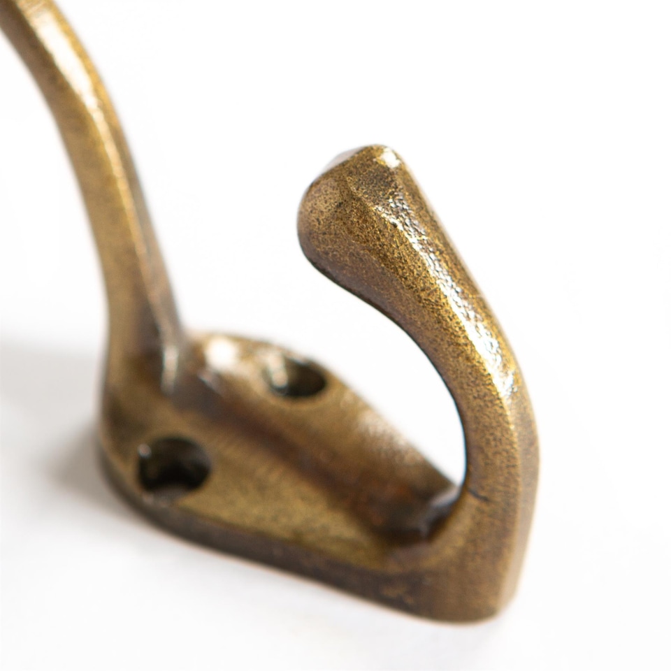 image 1 of Hammer & Tongs Narrow Hat & Coat Hook - W25mm x H80mm - Brass