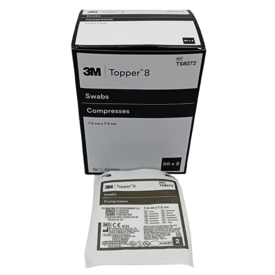 image 1 of Topper 8 Swabs 7.5cm x 7.5cm Box of 50