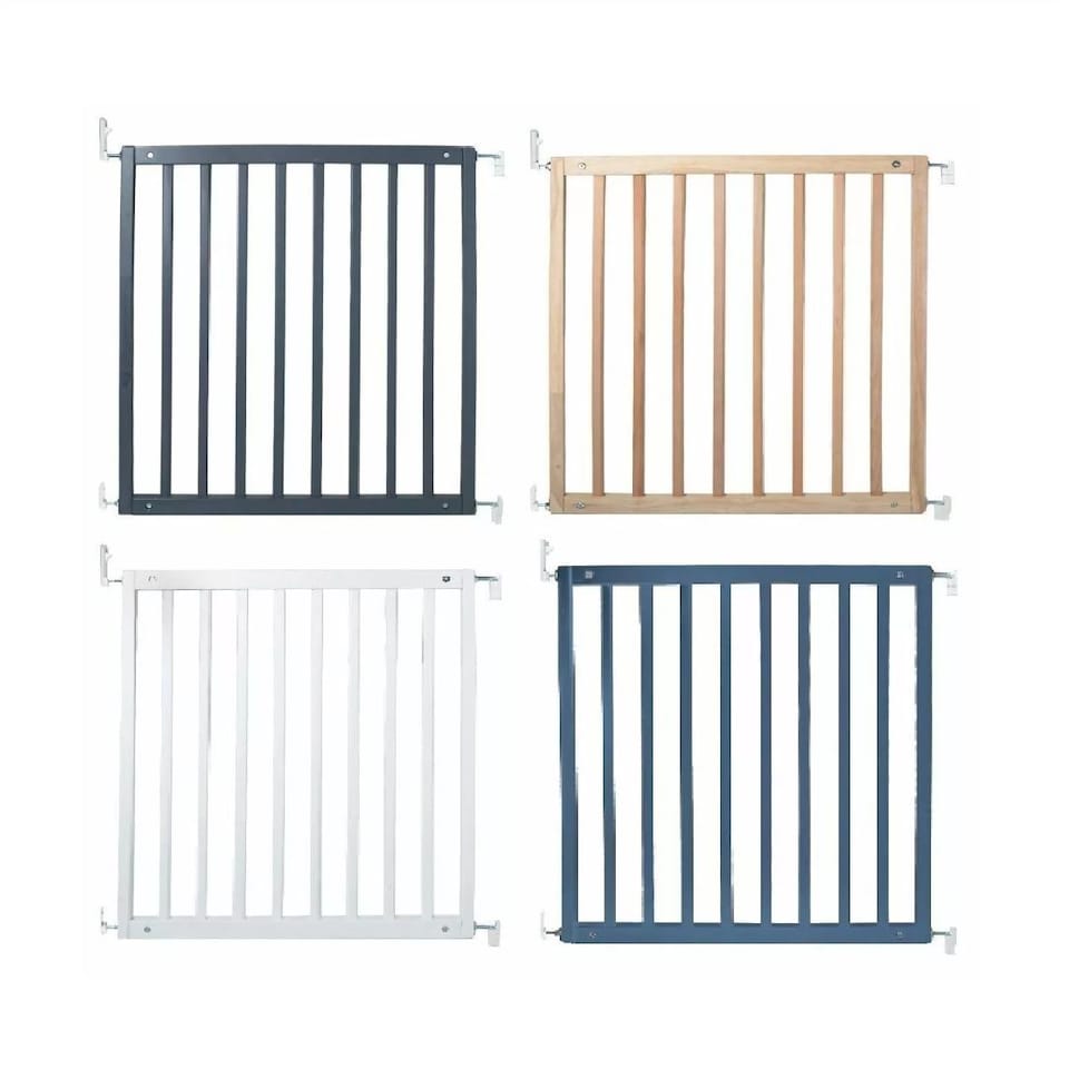 image 1 of Safetots Simply Secure Wooden Gate, 72cm - 79cm, Black, Wooden Stair Gate, Screw Fit Baby Gate, Safety Barrier
