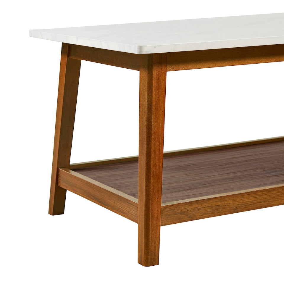 image 1 of Teamson Home Wooden Coffee Table Faux Marble Finish Modern Design