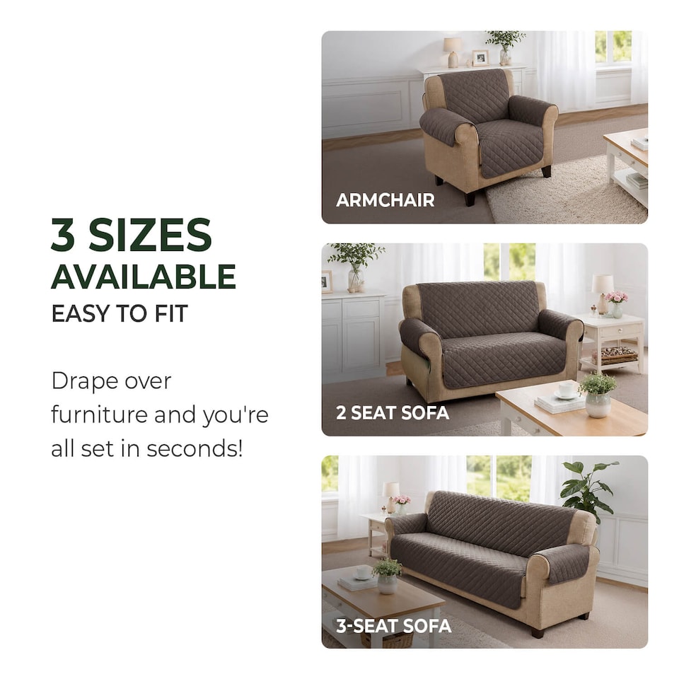 image 1 of Coopers Of Stortford 3 Seater Sofa Cover Quilted Washable Furniture Protector