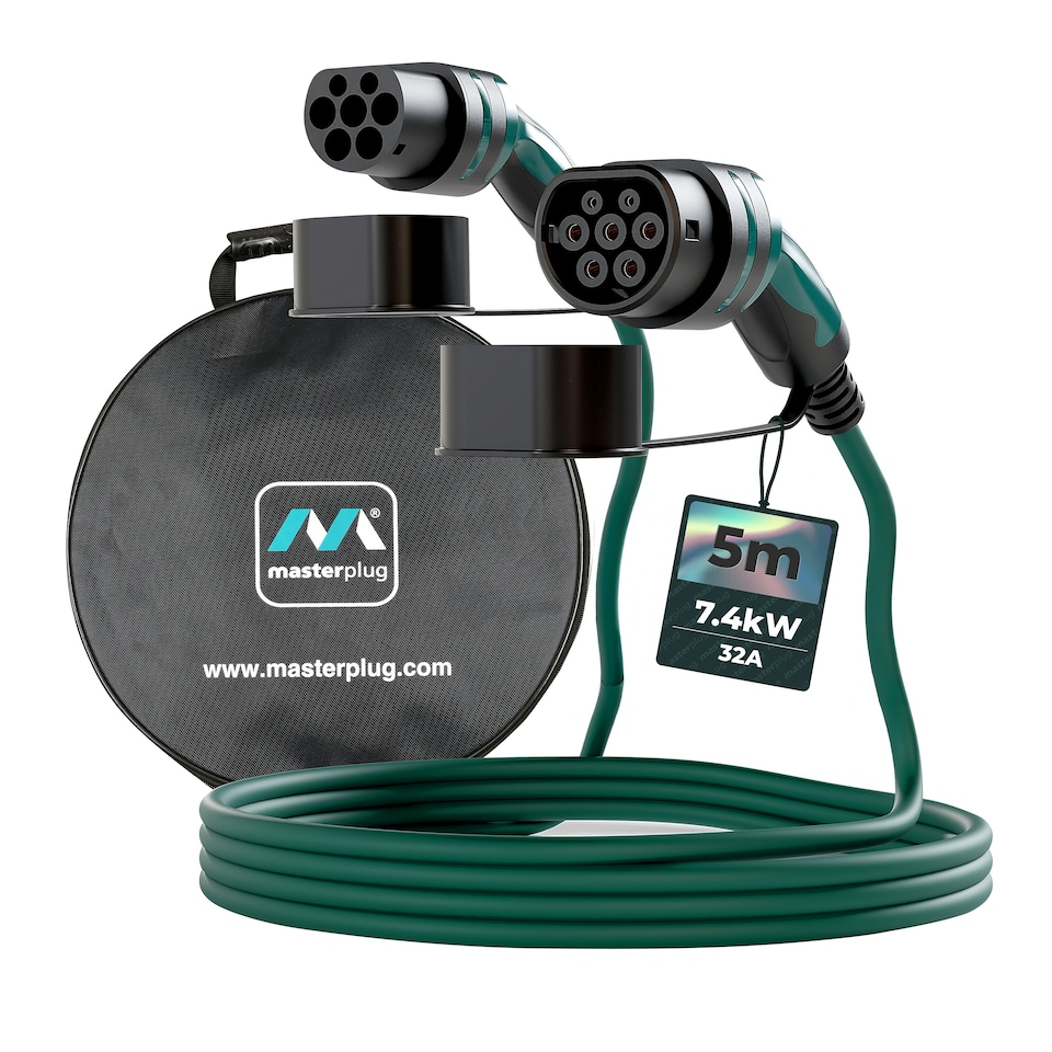 image 1 of Masterplug 5m Mode 3 7.4kW EV Charging Cable Type 2 with Carry Case