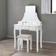 image 4 of 5 Drawer White Dressing Table With Mirror And Stool White