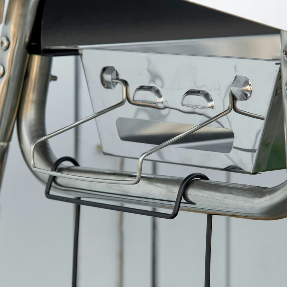 image 1 of Outsunny Charcoal BBQ Grill with Griddle Plate, Black