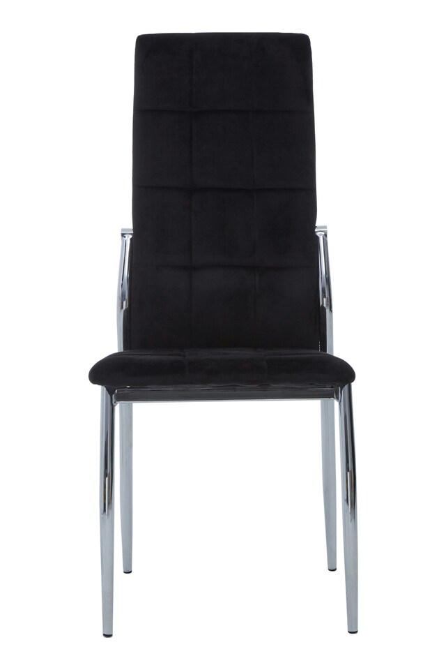 image 1 of Interiors By Premier Black Velvet High Back Dining Chair,Kitchen Chair With High Back,Chrome Finish Lounge Chair,Outdoor Chair | Black