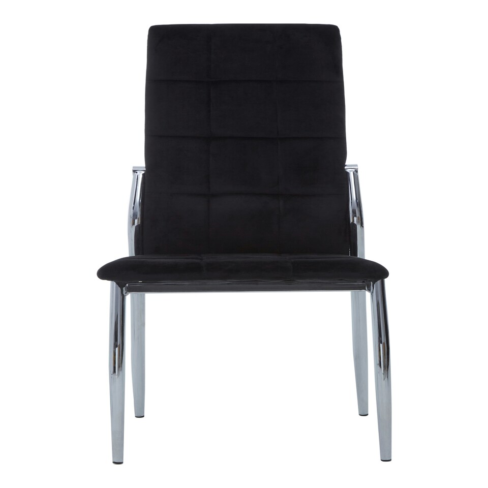 image 1 of Interiors By Premier Black Velvet High Back Dining Chair,Kitchen Chair With High Back,Chrome Finish Lounge Chair,Outdoor Chair Black