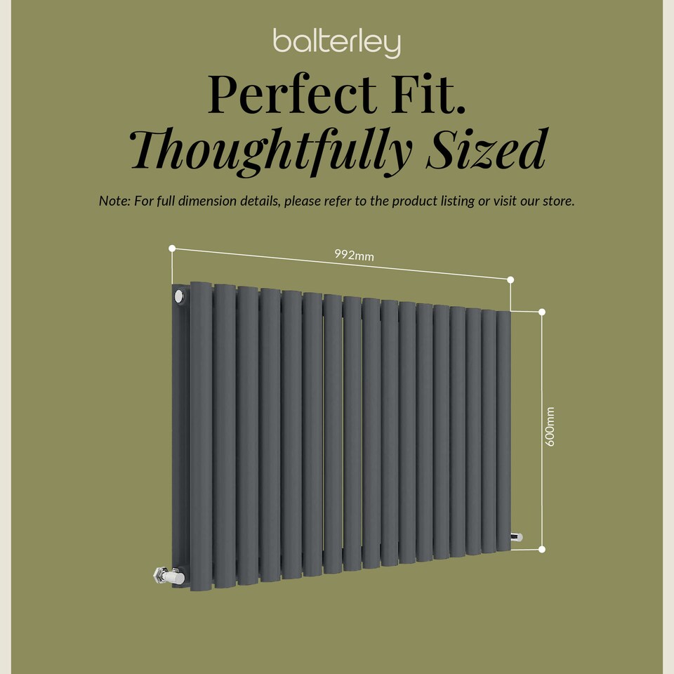 image 1 of Balterley Embrace Horizontal Double Panel Radiator | Grey | Anthracite | 1