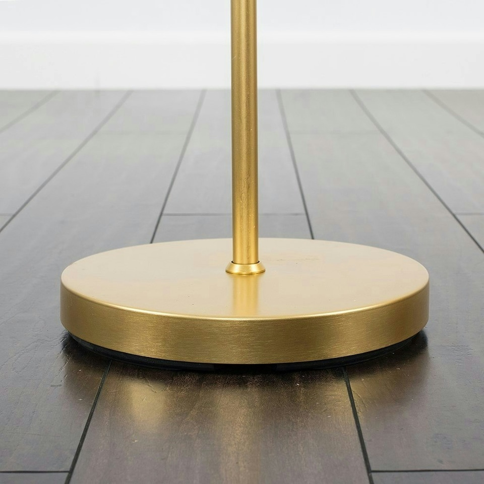 image 1 of ValueLights Charlie Gold Floor Lamp White Doretta Shade 