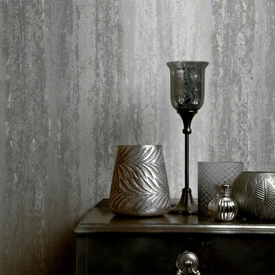 image 1 of Holden Décor Vesuvius Distressed Textured Wallpaper - Grey - 32ft x 21in Grey