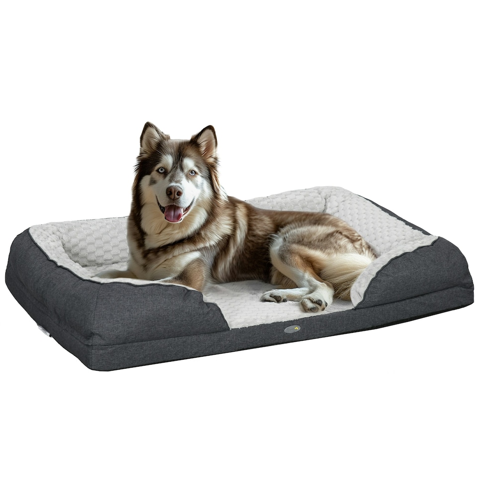 image 1 of PawHut Dog Bed Calming Pet Bed Dog Mattress for Large Dogs - Charcoal Grey