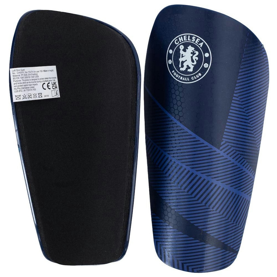 image 1 of Chelsea FC Childrens/Kids Fuse Slip-In Shin Guards - Blue/White - 10-12 Years