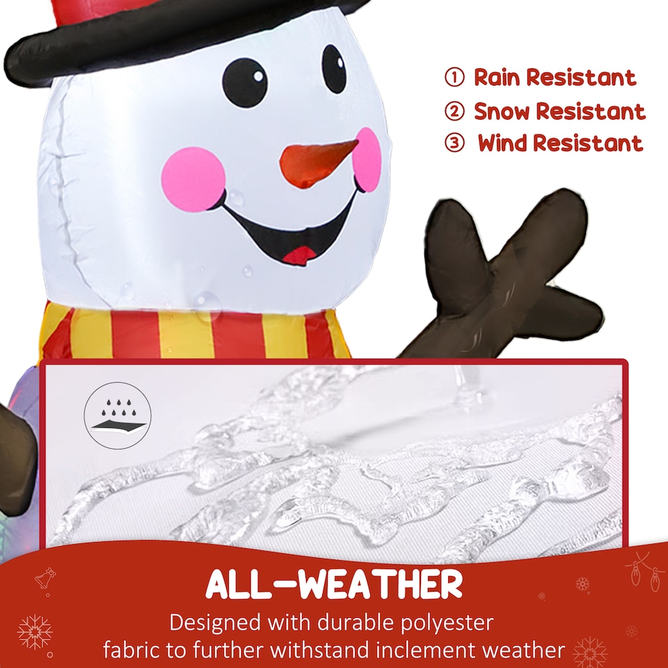 image 1 of Outsunny Blow Up Christmas Inflatables with Flashing Projector Light | White
