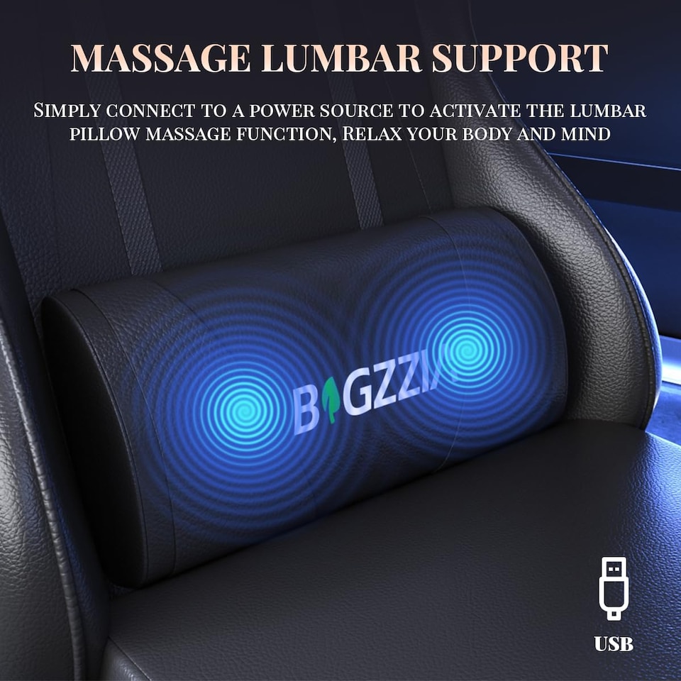 image 1 of Rattantree Ergonomic Gaming Chair Massage Lumbar Footrest Leather Swivel 150 Kg Capacity